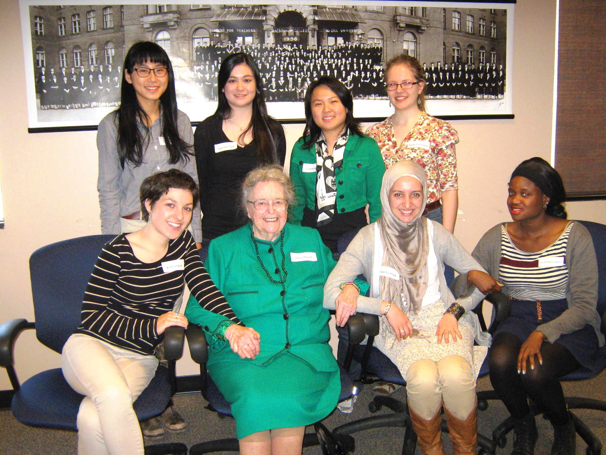 Mary Marsh posing for a group photo with her beneficiaries in 2012.