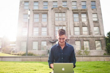 Photo of McGill student on a laptop