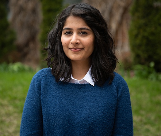 A woman smiling at camera