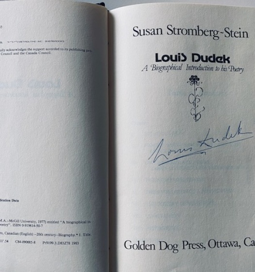Biography of Louis Dudek by Susan Stromberg Stein