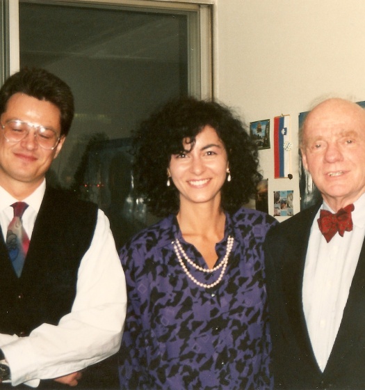 Professor William Tetley visiting Ester and Marko at their apartment on Atwater in Montreal, December 1991.