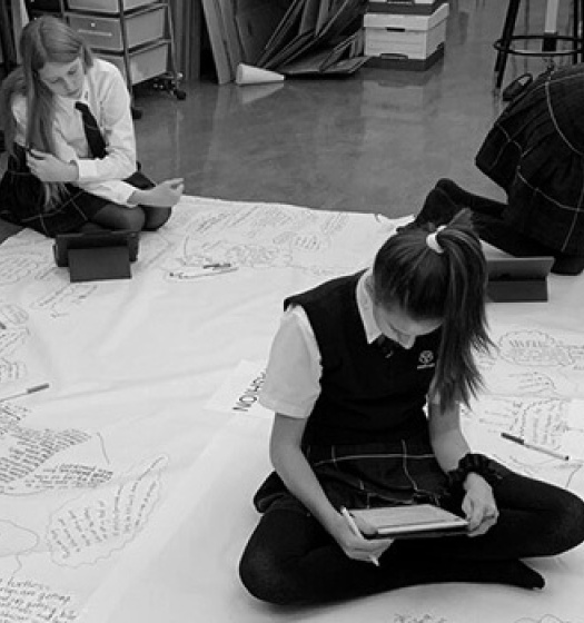 High school students doing a group project