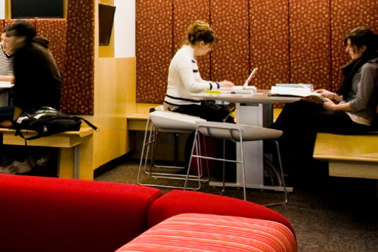 People working on laptops in Redpath Library
